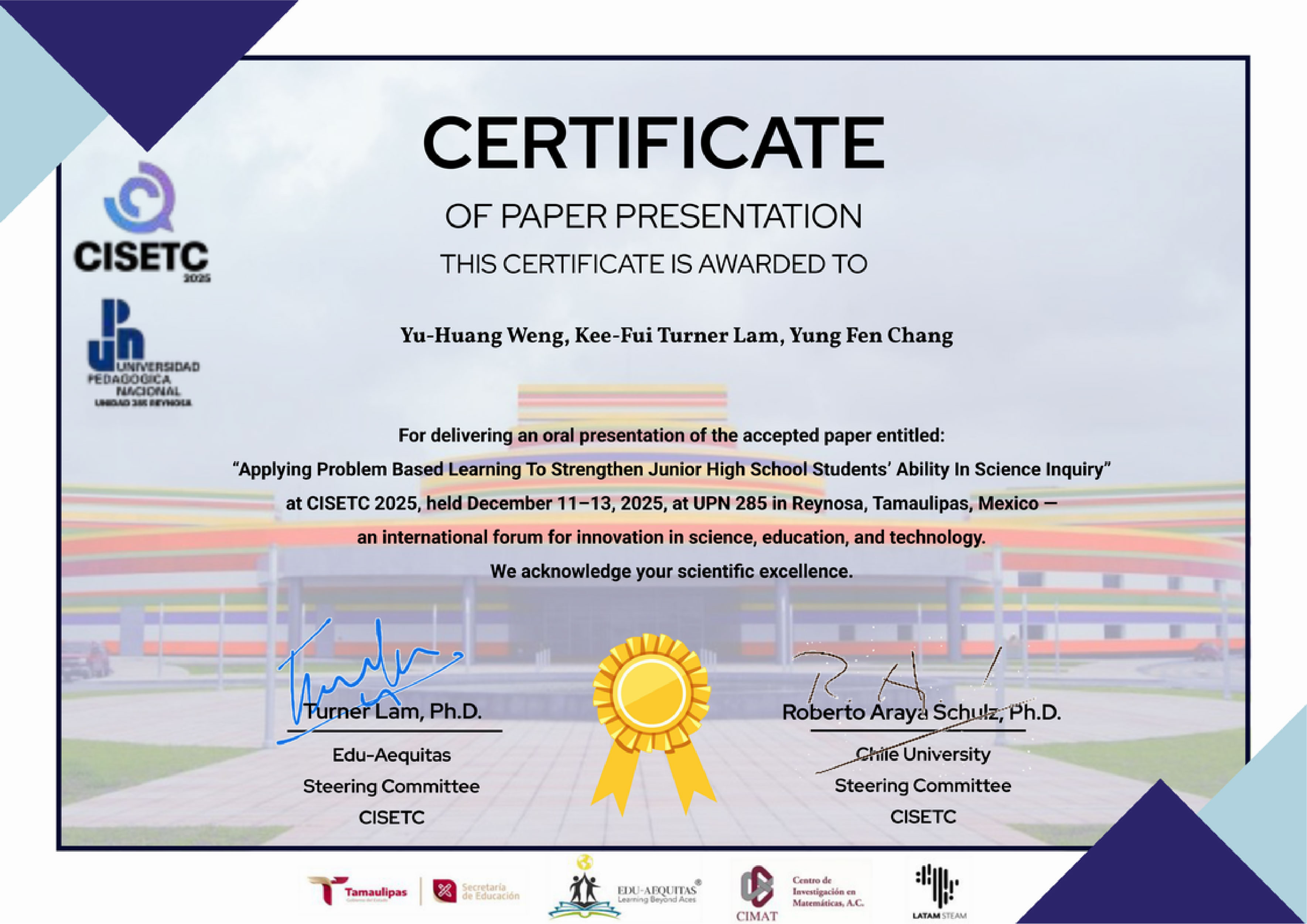 Certificate of Paper Presentation